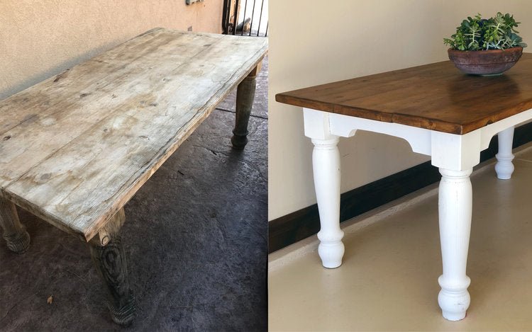 Farmhouse Table Overhaul Using BB Frösch and Dark Wax