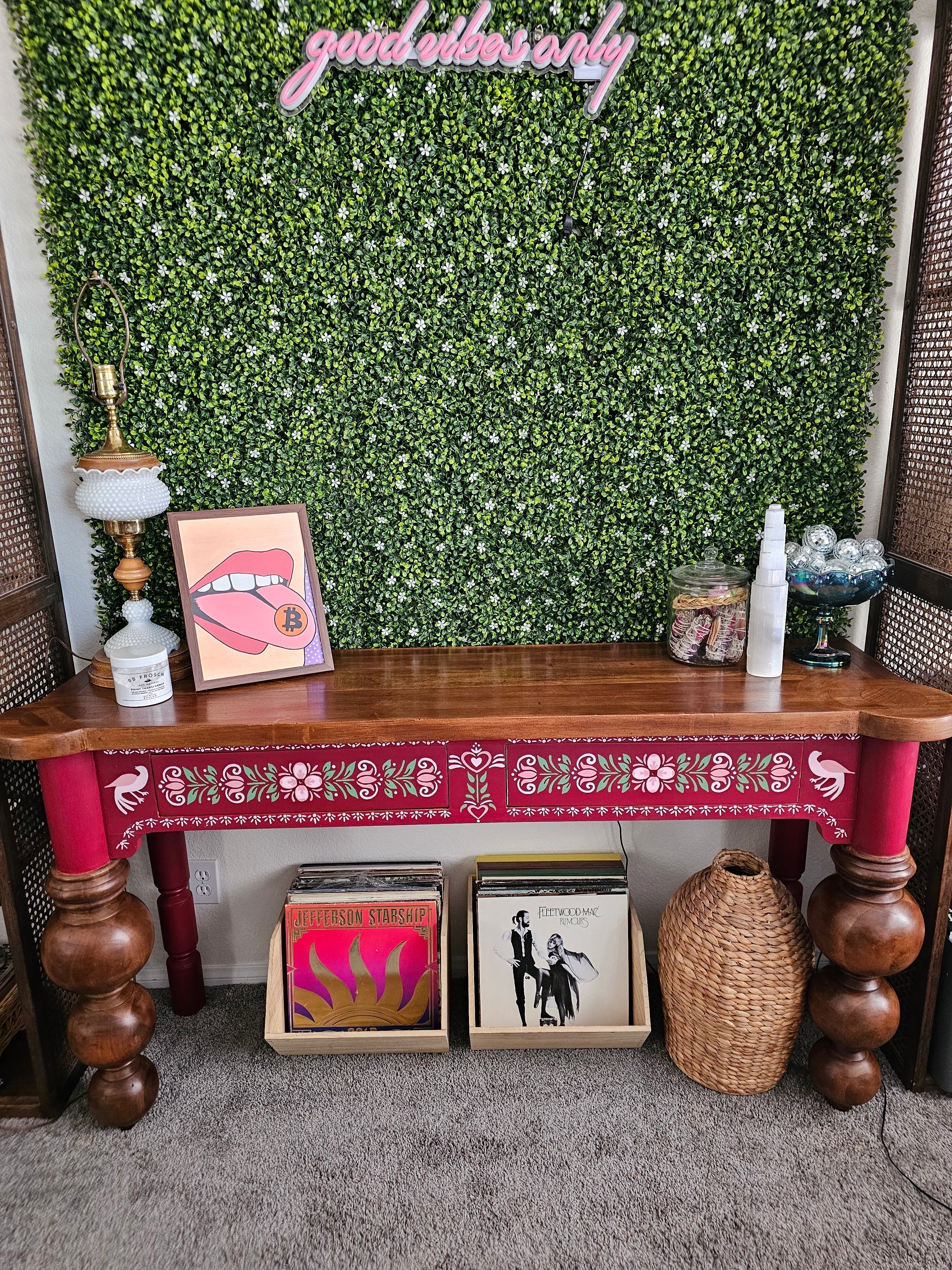 Not Your Grandma’s Entry Table: A Colorful Folk-Art Glow-Up
