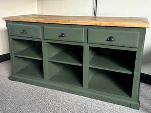 Two-Tone Console Makeover: Chimichurri Green + a Dark Wax Wood Top
