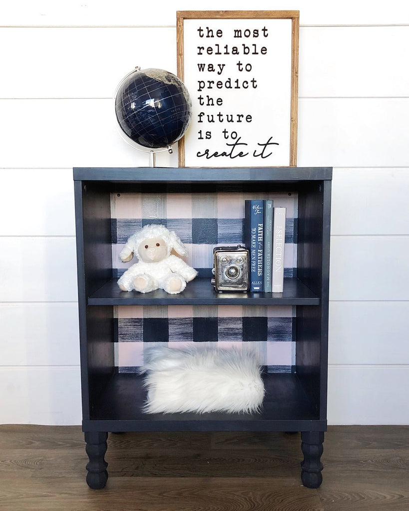 IKEA Laminate Bookcase Makeover--How to Paint Buffalo Checks